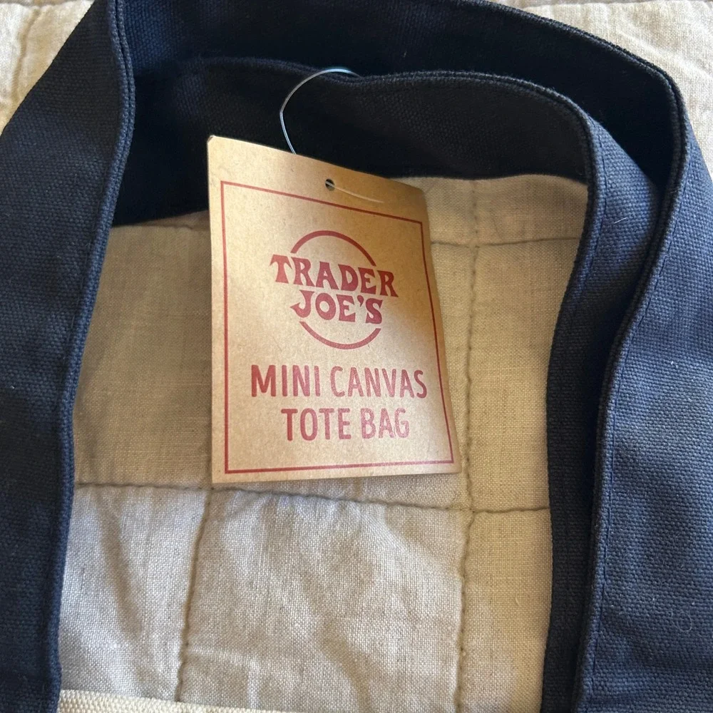 Trader Joes Canvas Tote Bag Navy Blue Reusable Grocery Shopping Bag NWT